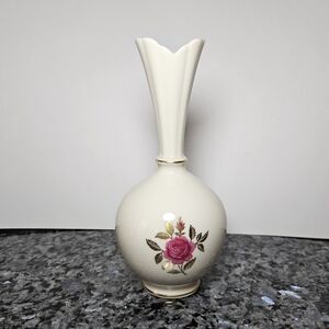 Lenox Bud Vase "Rhodora" Design Pink Rose Gold Trim, USA Retired Design